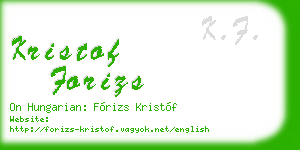 kristof forizs business card